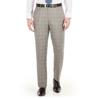 Jeff Banks Jeff Banks Grey heritage check plain front regular fit luxury suit trouser